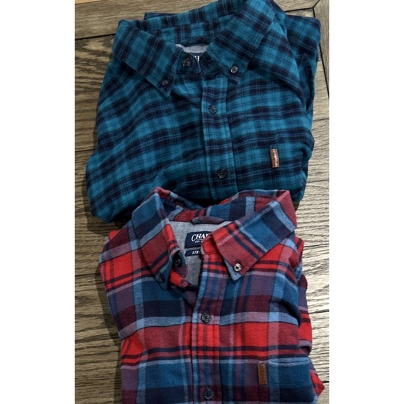 Chaps Other - Plaid Flannel Stretch Button-Down Shirt Red /Blue Men's XL 2 shirts